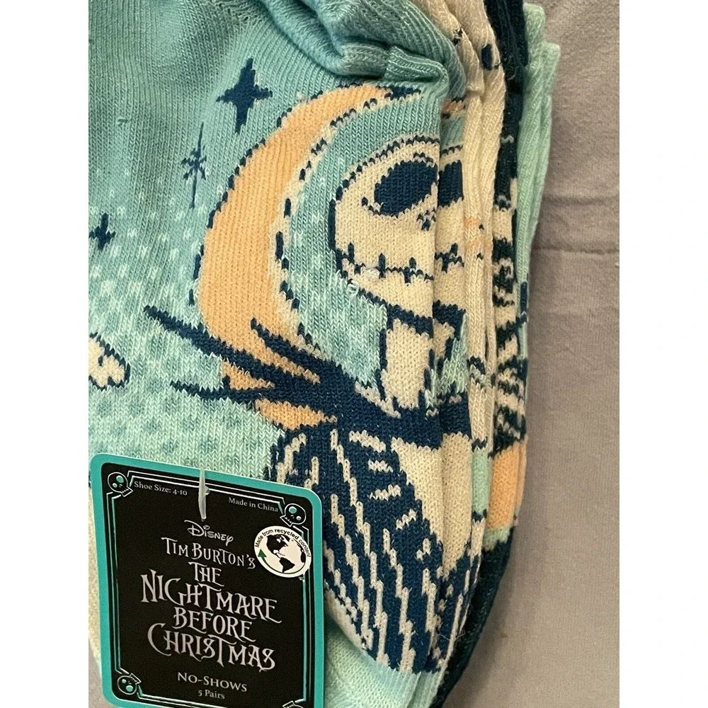 NEW Disney The Nightmare Before Christmas‎ Ladies 5 Pair No Show Socks Size 4-10
